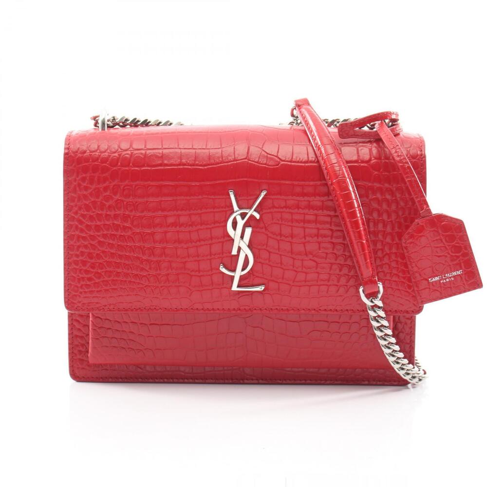 Saint Laurent Paris Sunset Embossed Leather Shoulder Bag Red